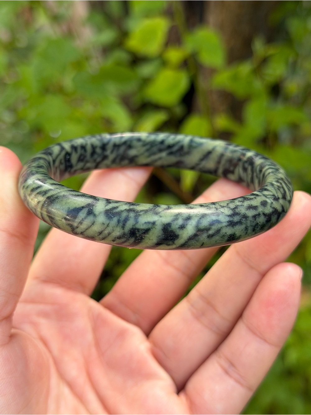 63mm inner diameter leopard skin xiuyu jade bangle 1735
